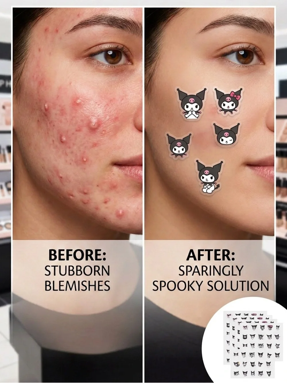 Acne Spot Cover Pimple Patch - Black Cute Cartoon Design